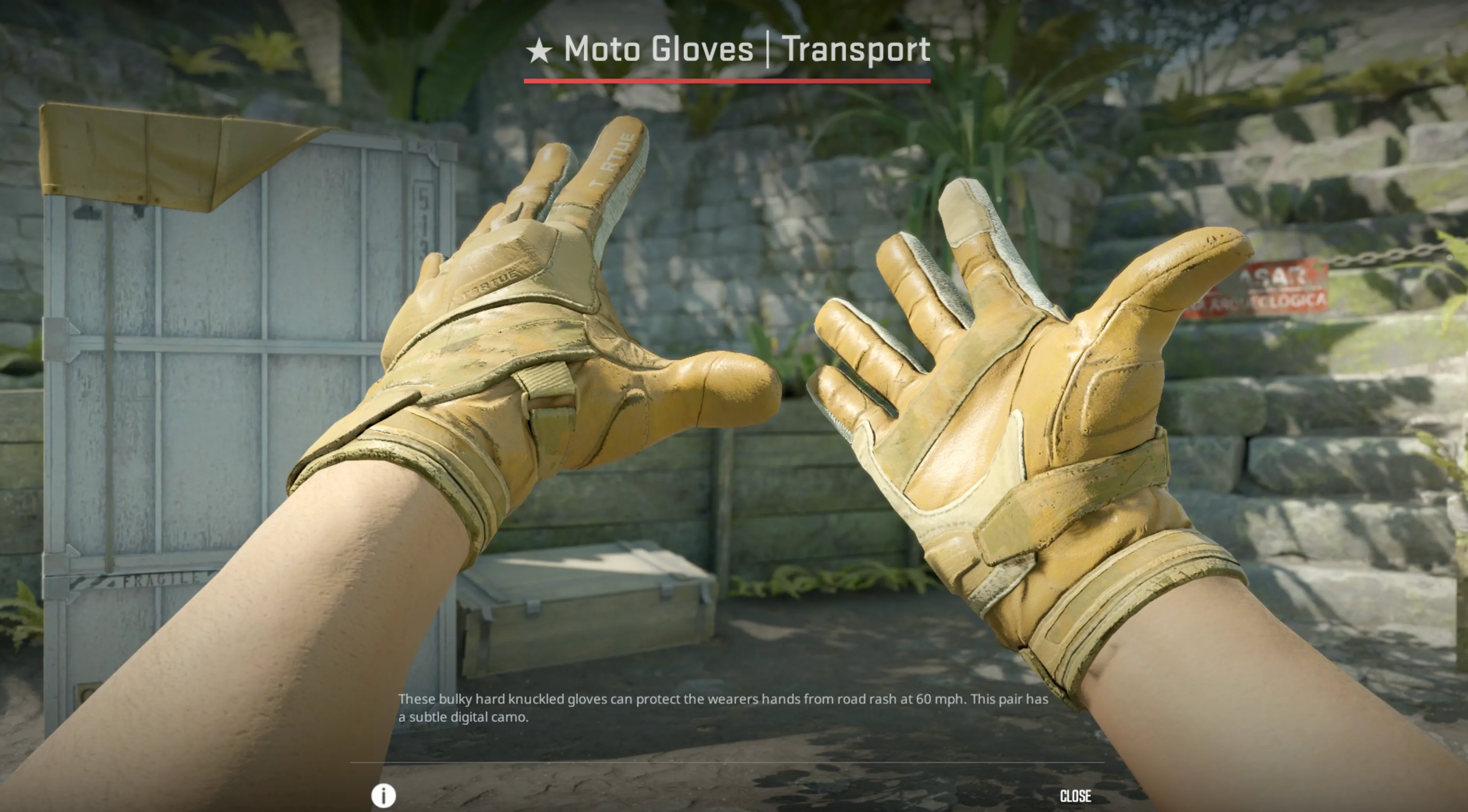 Moto Gloves Transport and lore knife